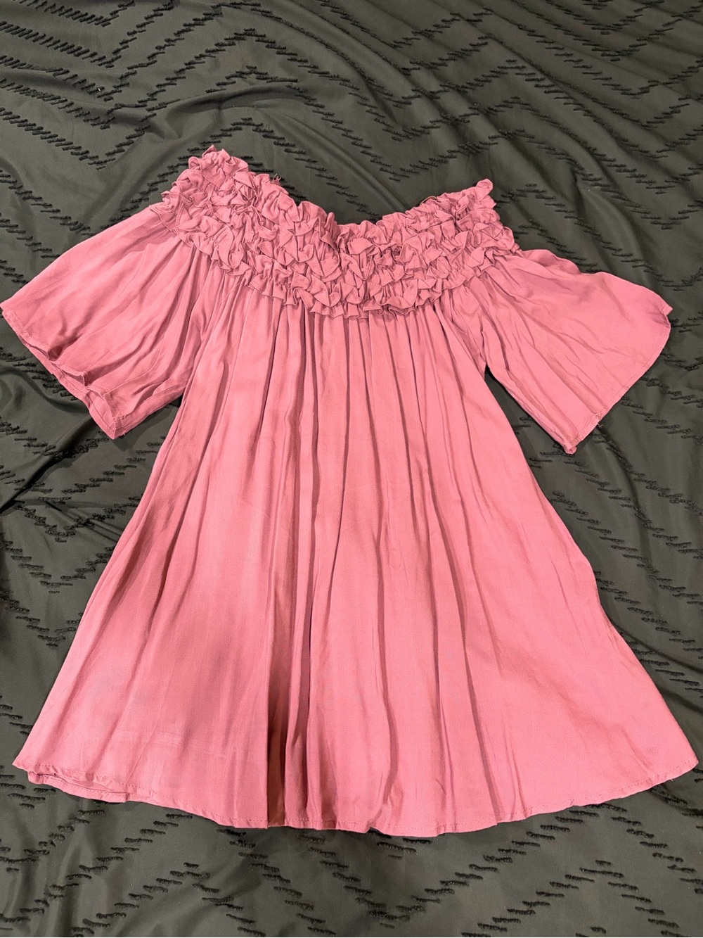 She + Sky Plum Smocked Off-Shoulder Tunic